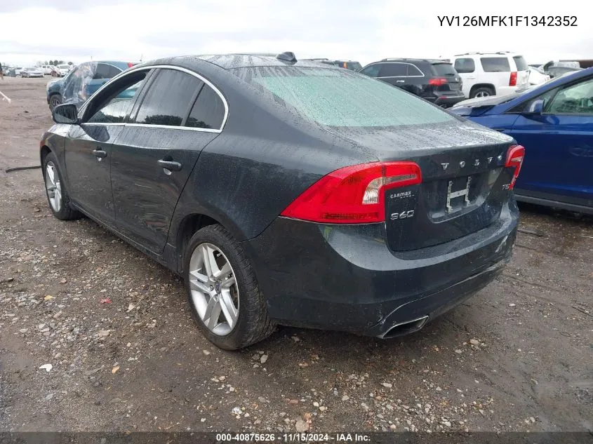 2015 Volvo S60 T5 Premier VIN: YV126MFK1F1342352 Lot: 40875626