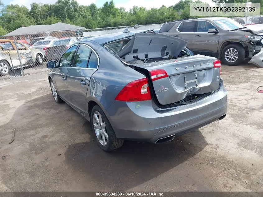 2016 Volvo S60 T5 Premier VIN: YV1612TK3G2392139 Lot: 39604269