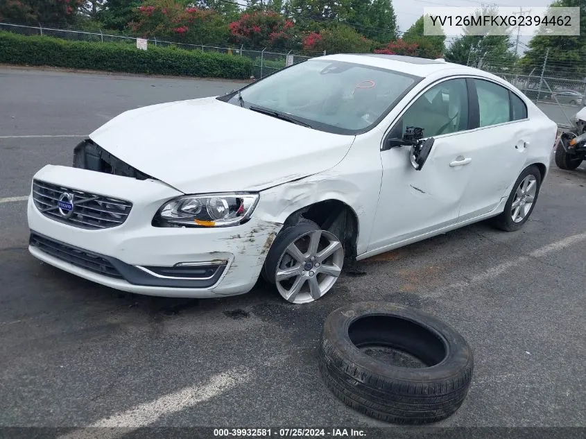 2016 Volvo S60 T5 Drive-E Premier VIN: YV126MFKXG2394462 Lot: 39932581