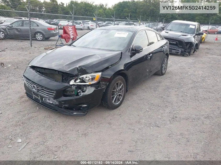 2016 Volvo S60 T5 Drive-E Premier VIN: YV126MFK5G2414259 Lot: 40112163