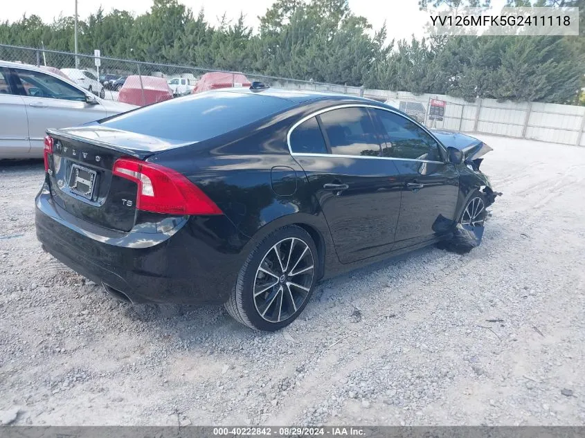 2016 Volvo S60 T5 Drive-E Premier VIN: YV126MFK5G2411118 Lot: 40222842