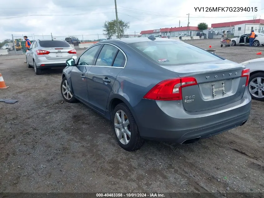 2016 Volvo S60 Premier VIN: YV126MFK7G2394015 Lot: 40483358