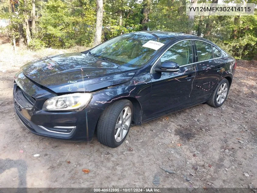 2016 Volvo S60 T5 Drive-E Premier VIN: YV126MFK3G2414115 Lot: 40532895