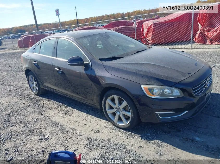 2016 Volvo S60 T5 Premier VIN: YV1612TK0G2400391 Lot: 40665769