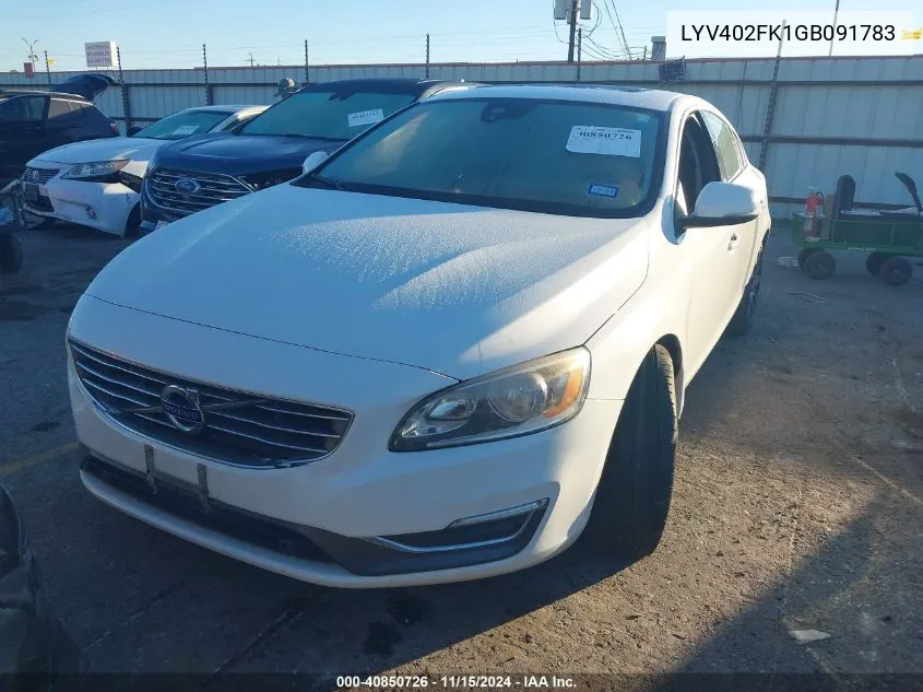 2016 Volvo S60 Inscription T5 Drive-E Premier VIN: LYV402FK1GB091783 Lot: 40850726