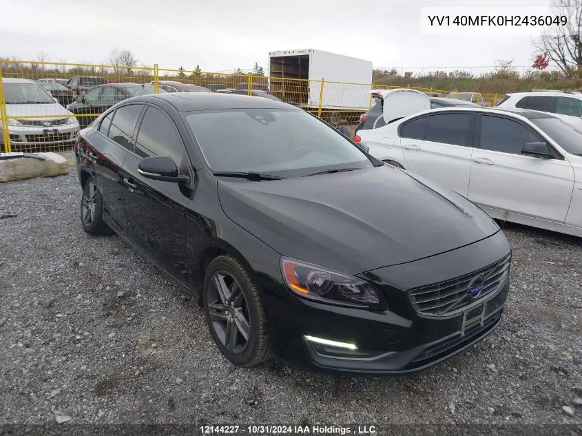 2017 Volvo S60 Premier VIN: YV140MFK0H2436049 Lot: 12144227