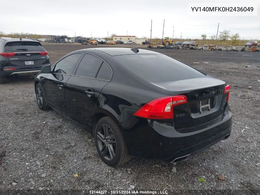 2017 Volvo S60 Premier VIN: YV140MFK0H2436049 Lot: 12144227