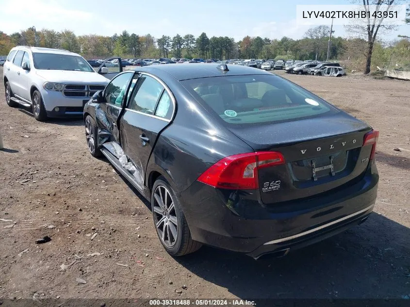 2017 Volvo S60 Inscription T5 VIN: LYV402TK8HB143951 Lot: 39318488