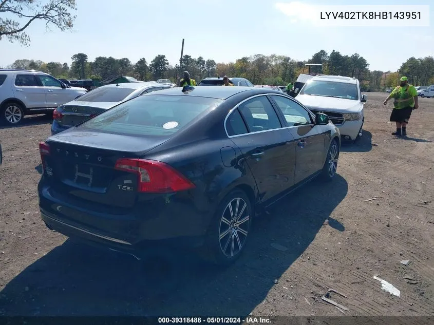 2017 Volvo S60 Inscription T5 VIN: LYV402TK8HB143951 Lot: 39318488