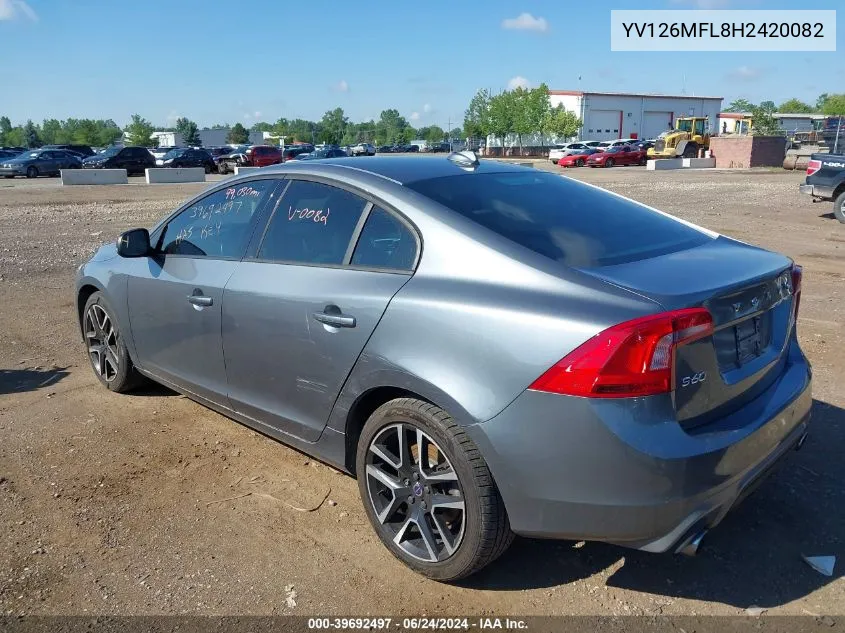 2017 Volvo S60 T5 Dynamic VIN: YV126MFL8H2420082 Lot: 39692497