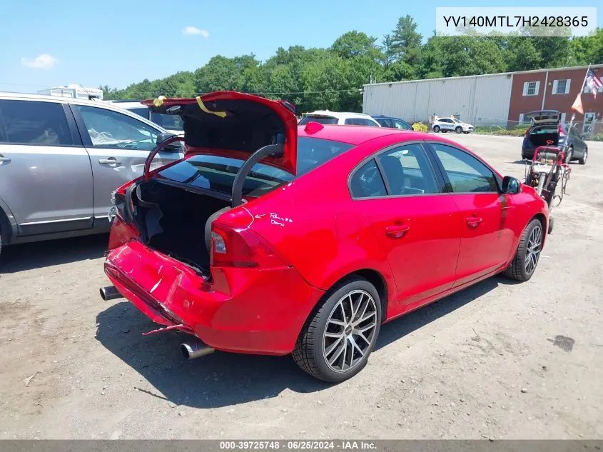 2017 Volvo S60 T5 Dynamic VIN: YV140MTL7H2428365 Lot: 39725748