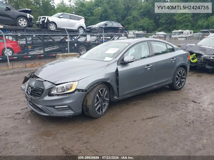 YV140MTL5H2424735 2017 Volvo S60 T5 Dynamic