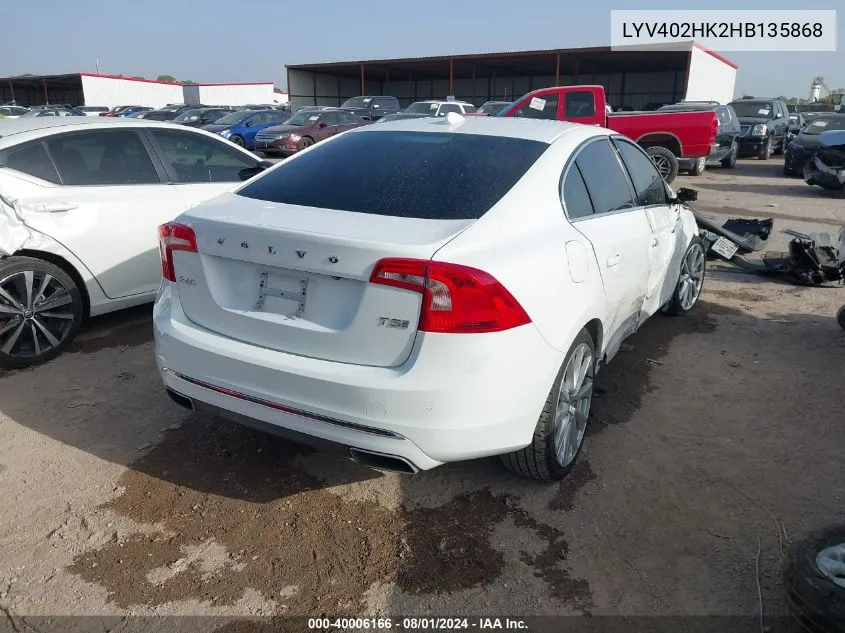 2017 Volvo S60 Inscription T5 VIN: LYV402HK2HB135868 Lot: 40006166