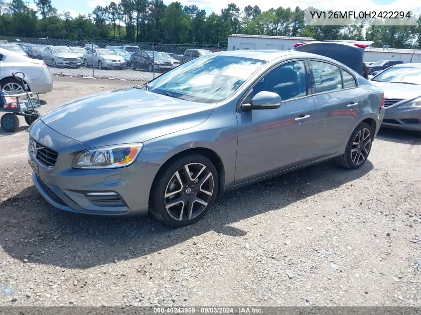 2017 Volvo S60 T5 Dynamic VIN: YV126MFL0H2422294 Lot: 40243959