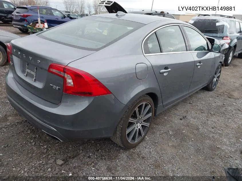 LYV402TKXHB149881 2017 Volvo S60 Premier