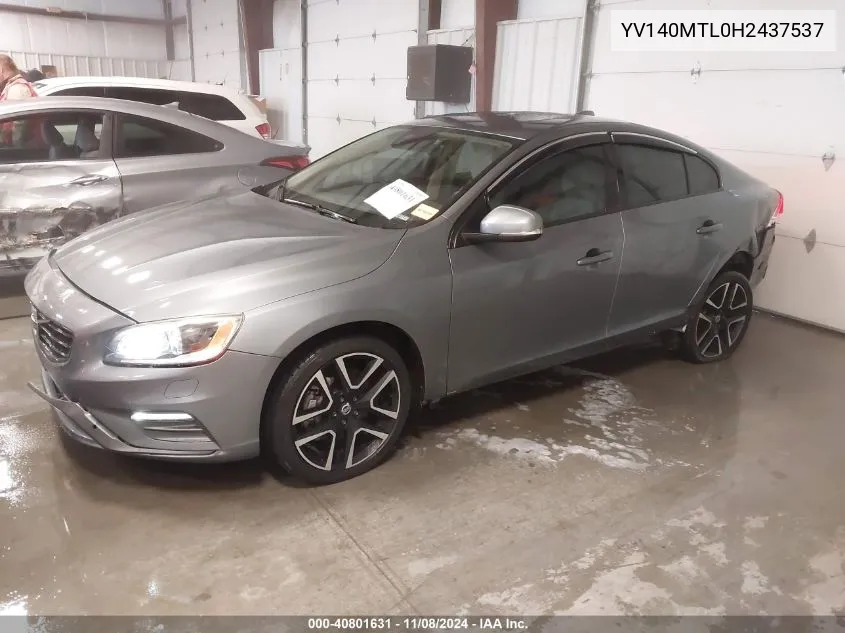 2017 Volvo S60 T5 Dynamic VIN: YV140MTL0H2437537 Lot: 40801631