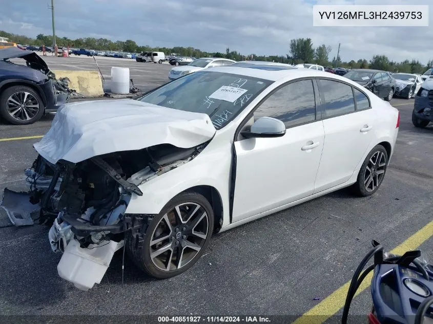 2017 Volvo S60 T5 Dynamic VIN: YV126MFL3H2439753 Lot: 40851927