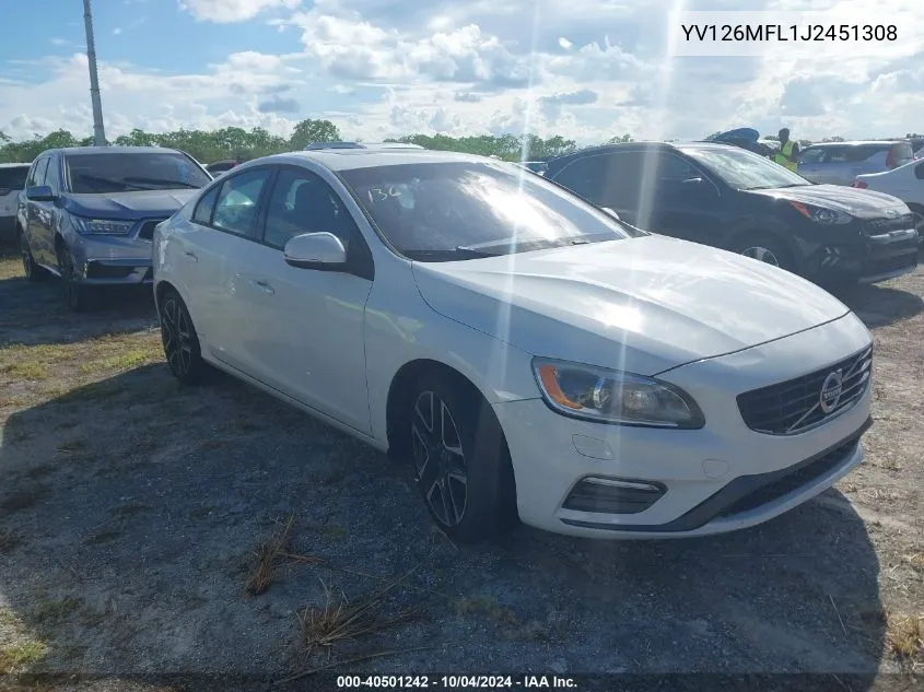 2018 Volvo S60 T5 Dynamic VIN: YV126MFL1J2451308 Lot: 40501242