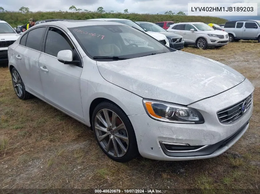 2018 Volvo S60 Inscription T5 Platinum VIN: LYV402HM1JB189203 Lot: 40520679