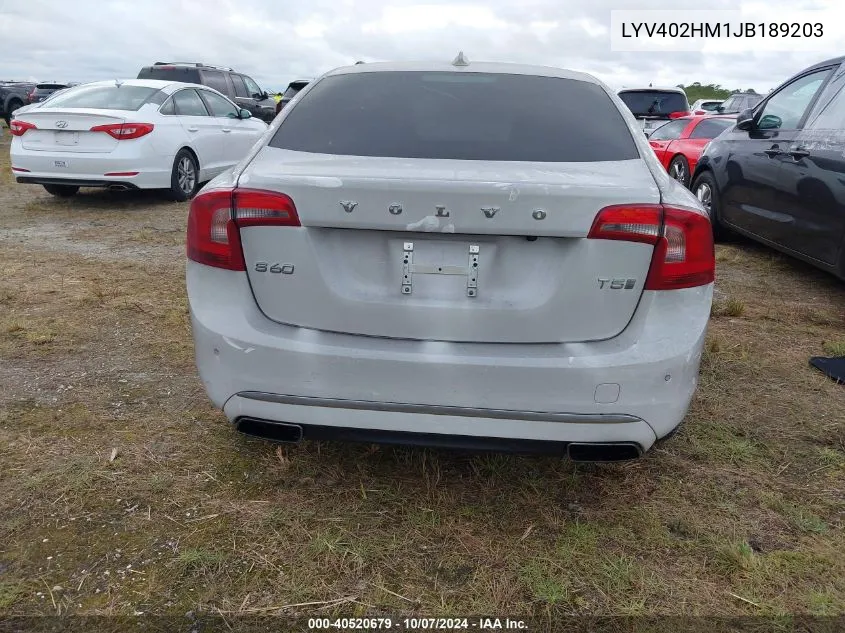 2018 Volvo S60 Inscription T5 Platinum VIN: LYV402HM1JB189203 Lot: 40520679