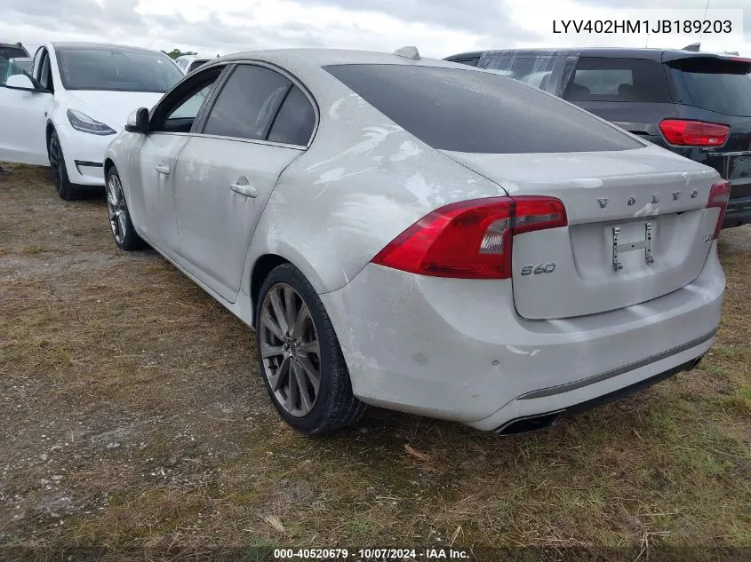 2018 Volvo S60 Inscription T5 Platinum VIN: LYV402HM1JB189203 Lot: 40520679