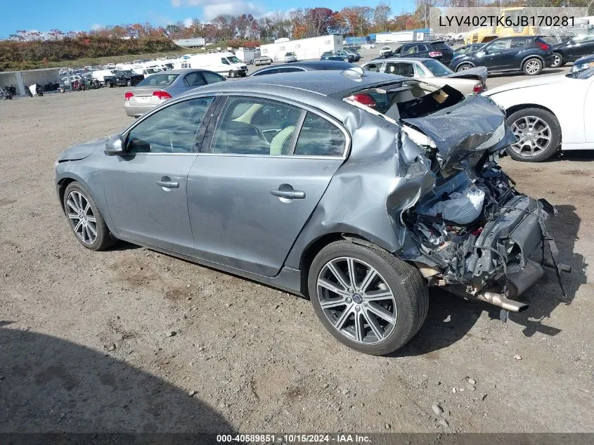 2018 Volvo S60 Inscription T5 VIN: LYV402TK6JB170281 Lot: 40589851