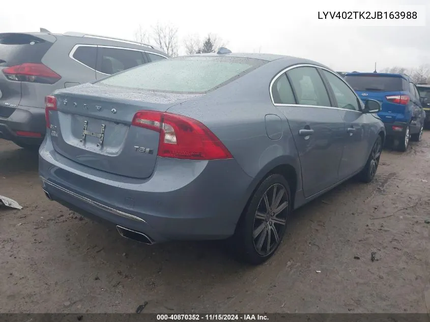 2018 Volvo S60 Inscription T5 VIN: LYV402TK2JB163988 Lot: 40870352