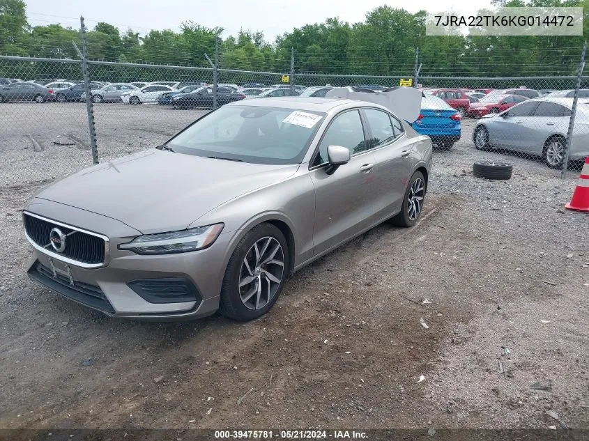 2019 Volvo S60 T6 Momentum VIN: 7JRA22TK6KG014472 Lot: 39475781