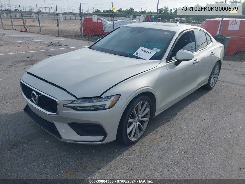 2019 Volvo S60 T5 Momentum VIN: 7JR102FK0KG000679 Lot: 39804336