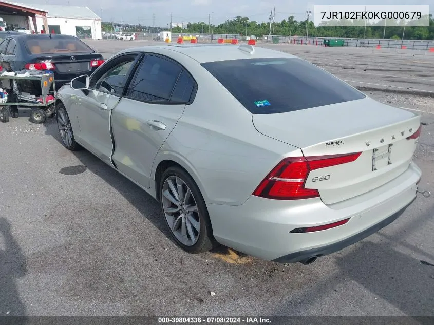 7JR102FK0KG000679 2019 Volvo S60 T5 Momentum