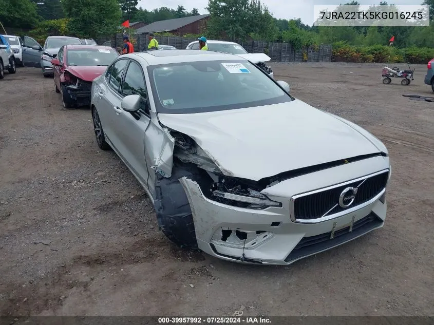 2019 Volvo S60 T6 Momentum VIN: 7JRA22TK5KG016245 Lot: 39957992