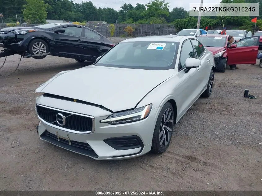 7JRA22TK5KG016245 2019 Volvo S60 T6 Momentum