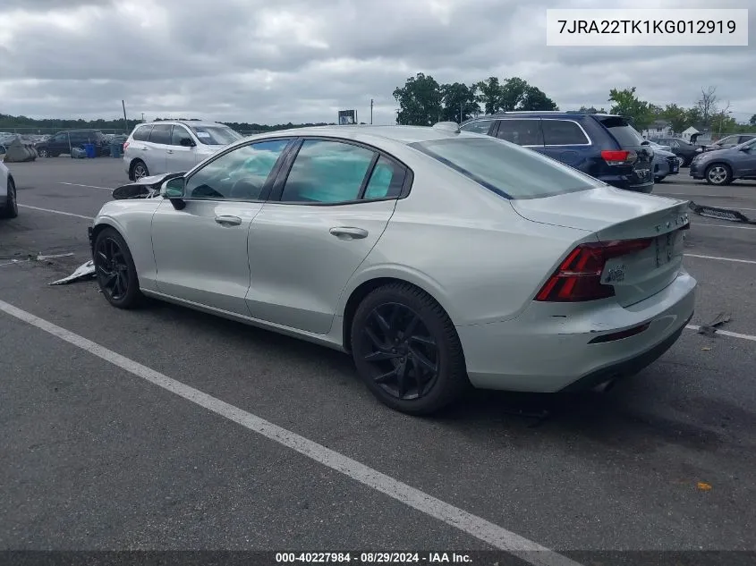 2019 Volvo S60 T6 Momentum VIN: 7JRA22TK1KG012919 Lot: 40227984