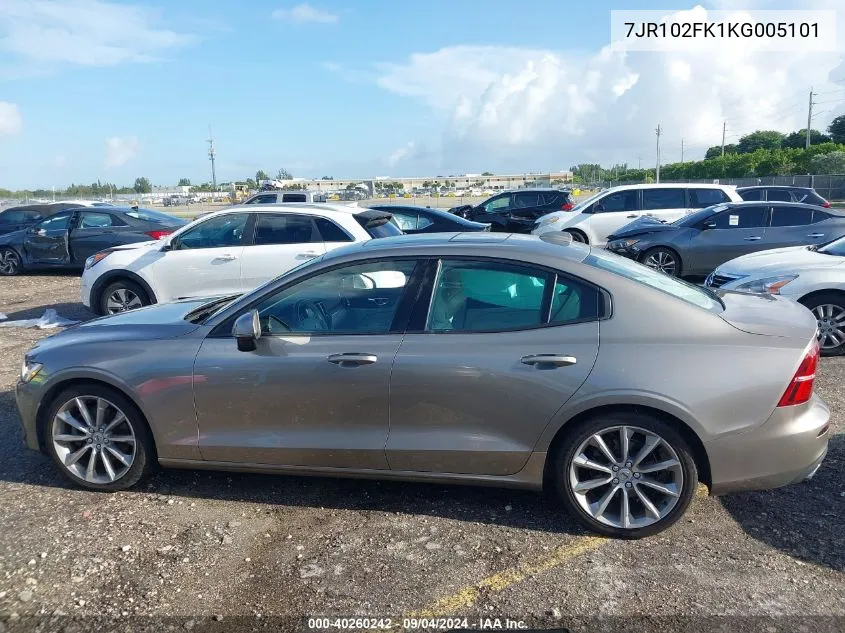 2019 Volvo S60 T5 Momentum VIN: 7JR102FK1KG005101 Lot: 40260242