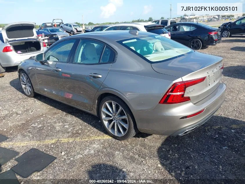 2019 Volvo S60 T5 Momentum VIN: 7JR102FK1KG005101 Lot: 40260242