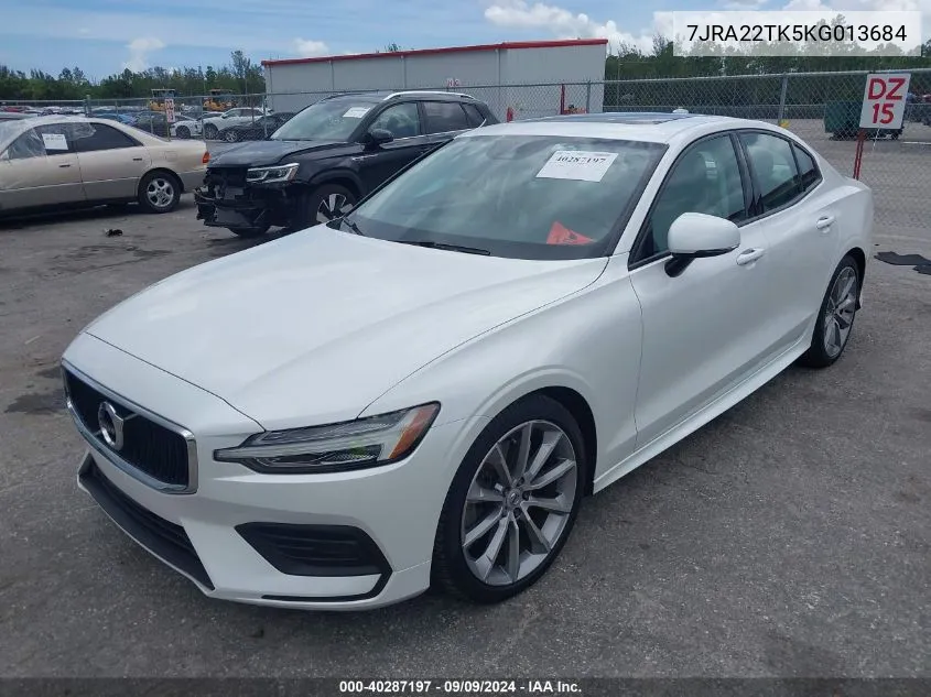 2019 Volvo S60 T6 Momentum VIN: 7JRA22TK5KG013684 Lot: 40287197