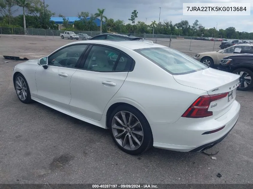 7JRA22TK5KG013684 2019 Volvo S60 T6 Momentum