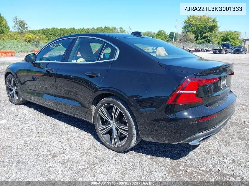 2019 Volvo S60 T6 Inscription VIN: 7JRA22TL3KG001333 Lot: 40315175