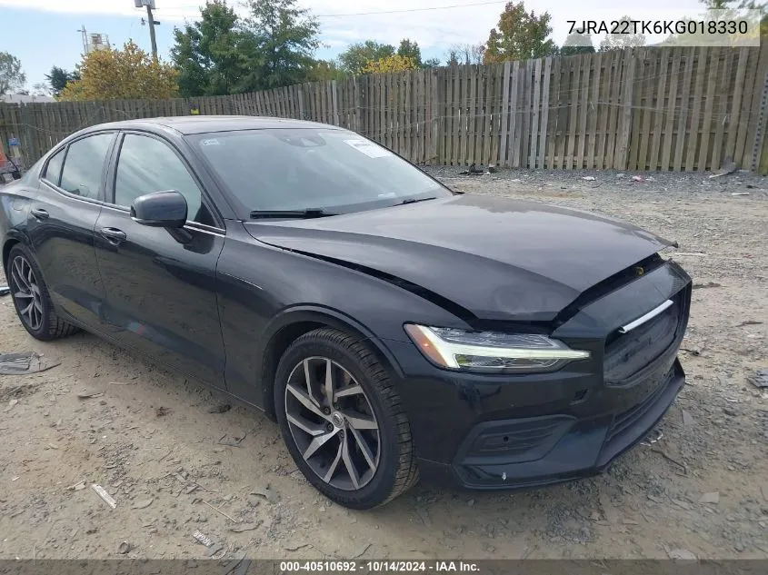 2019 Volvo S60 T6 Momentum VIN: 7JRA22TK6KG018330 Lot: 40510692