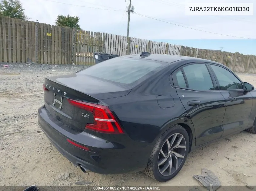 7JRA22TK6KG018330 2019 Volvo S60 T6 Momentum