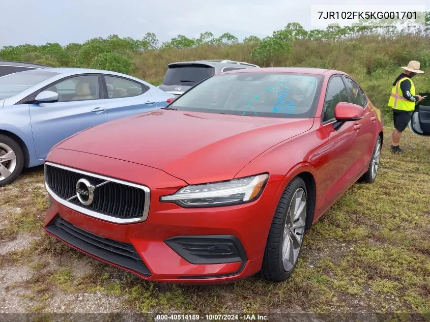 2019 Volvo S60 T5 Momentum VIN: 7JR102FK5KG001701 Lot: 40514159