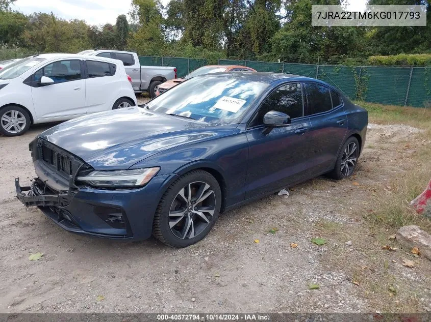 7JRA22TM6KG017793 2019 Volvo S60 T6 R-Design