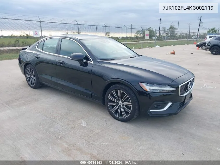 2019 Volvo S60 T5 Inscription VIN: 7JR102FL4KG002119 Lot: 40796143