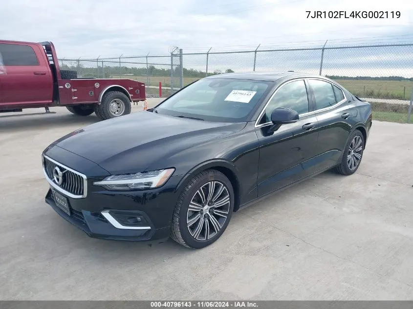 2019 Volvo S60 T5 Inscription VIN: 7JR102FL4KG002119 Lot: 40796143