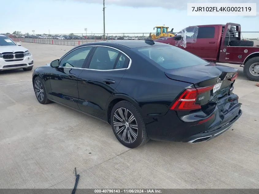 2019 Volvo S60 T5 Inscription VIN: 7JR102FL4KG002119 Lot: 40796143