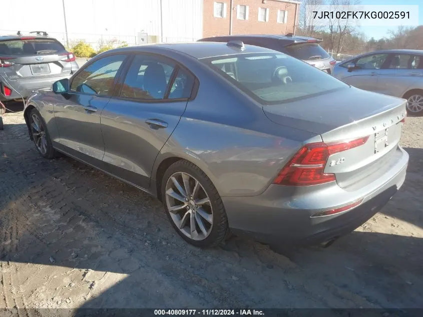 2019 Volvo S60 T5 Momentum VIN: 7JR102FK7KG002591 Lot: 40809177