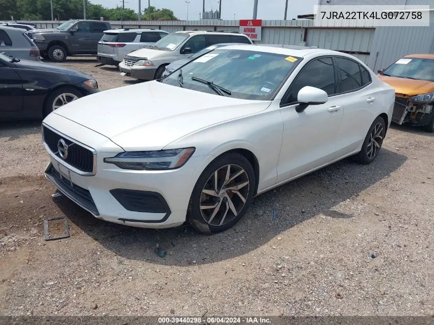 2020 Volvo S60 T6 Momentum VIN: 7JRA22TK4LG072758 Lot: 39440298