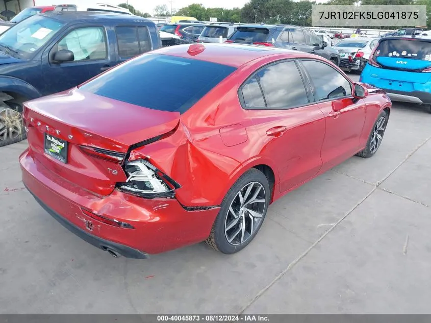 2020 Volvo S60 T5 Momentum VIN: 7JR102FK5LG041875 Lot: 40045873