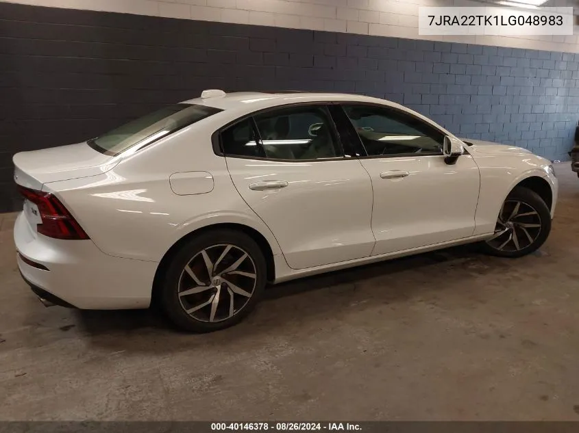 2020 Volvo S60 T6 Momentum VIN: 7JRA22TK1LG048983 Lot: 40146378