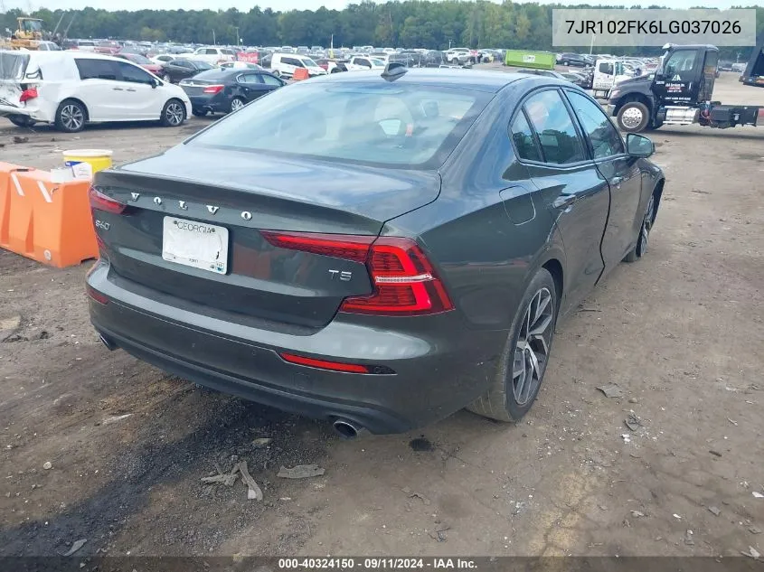 2020 Volvo S60 T5 Momentum VIN: 7JR102FK6LG037026 Lot: 40324150